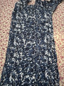 Blue &amp; White Printed Kurta