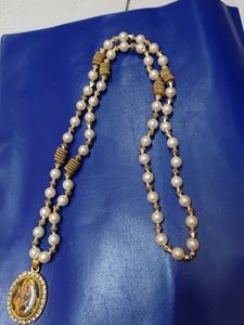 Beautiful Long Pearl Mala With Radhakrishna Pandel