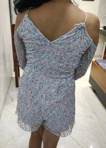 Sparkly Cold Shoulder Romper