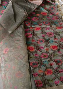 Olive Weaved Cotton Saree