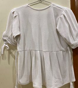 White Tie-Sleeve Top