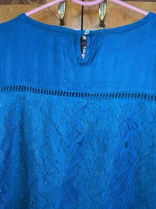 All About You Blue Lace Detail Top XL