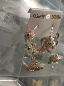 Green And Pink Combination Jhumka