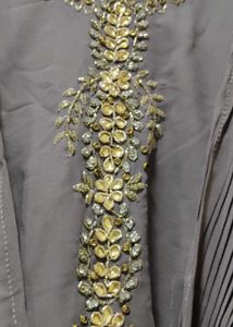 Pleated Gold Trim Dress