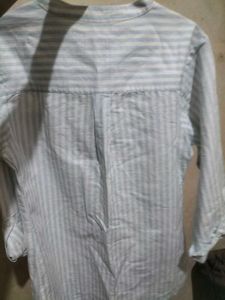 Light Blue And White Straps Formal Blouse