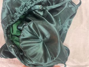 Green Satin Cowl Neck Top