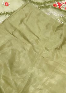 Green Embroidered semi stitched Kurta Set