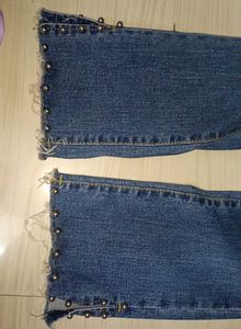 Jeans with Studded Hem