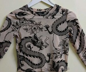 Dragon Print Mesh Top