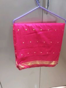 Pink Saree with Gold Detail