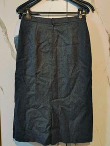 Vintage Button-Down Midi Skirt Grey