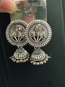 Silver Jhumka Earrings