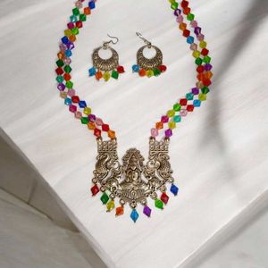 Trendy Crystal beaded Necklace Set With Earrings