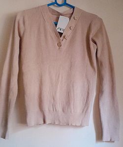 Beige Color Korean Sweater Top