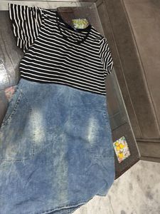 Striped Top Denim Dress