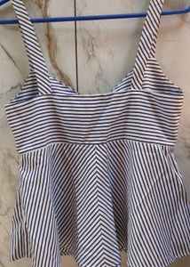 casual Noodles Straps Striped Women Blue top