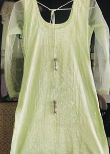 Beautiful Kurti Net Sleeves With Stone Work