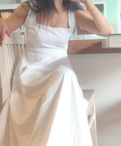 Newme white solid fit flare dress 👗