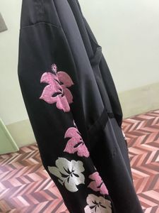 Floral Sleeve Black abaya nakab burkha