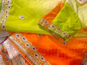 Green And Orange Saree