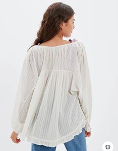 White Long Sleeve Beachy Shirt