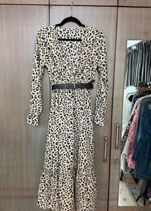 Leopard Print maxi Dress With Belt size M-L
