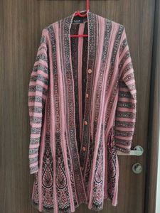 Pink Patterned Knit Cardigan Matching 💖 Earring