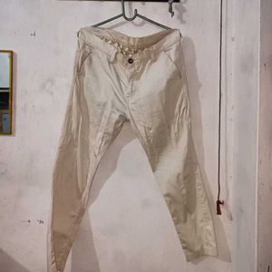 Beige Patterned Pants