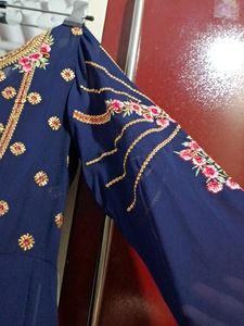 Embroidered Navy Blue Kurti