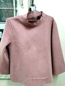 Chic Pink Mock Neck Top