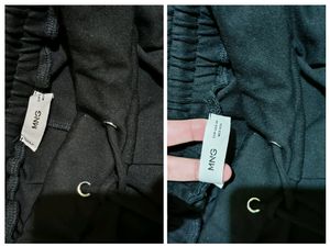 MANGO Women Black Solid Pleated Track Pants
