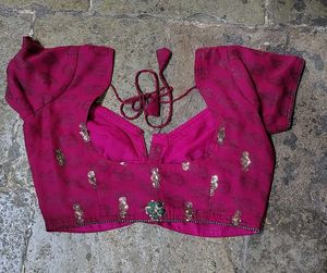 Dark Pink Saree with Blouse