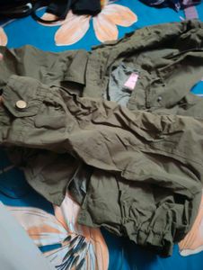 Olive Green Hooded Jacket Crop