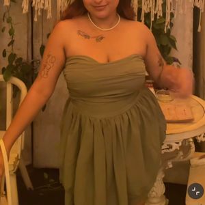 Olive Green Strapless Dress