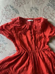 Red Dress with Lace Collar