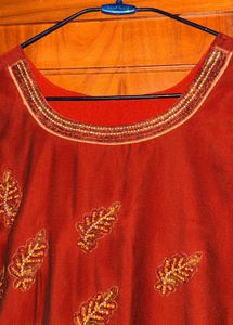 Rust Shade Stone Work Kurta