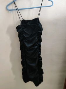 Urbanic Rutched Black Mini Dress, Size S