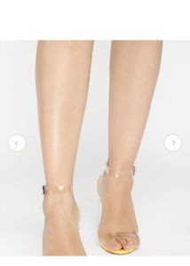 Yellow Heels with Clear Block Heel