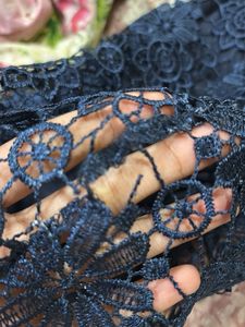 Elegant backless Navy Lace Midi Dress