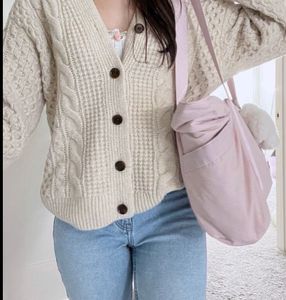 white  Knit Cardigan