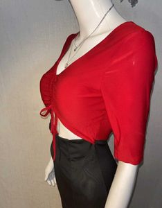 Red &amp; Black Fitted Dress