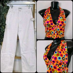 Set Urbanic Top+New Denim White Trouser