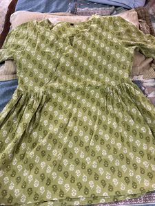 Green Short Frock Style Kurti