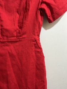 Linen Red Dress With Pockets