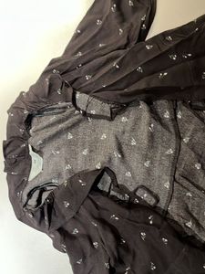 H&amp;M girls tie up top brown