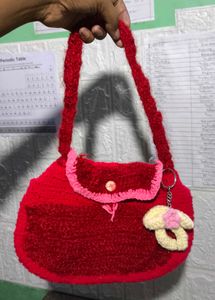 Red Knitted Handbag ( New)