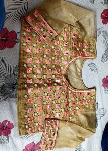 Peach Coloured Embroidery Design Saree