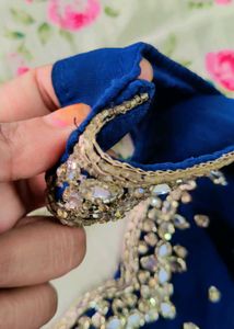 Blue &amp; Gold Embellished Lengha Set
