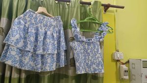 Floral Smocked Top🎀and Skirt Set🤭