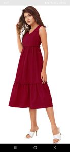 Dhunki women A line Maroon dress